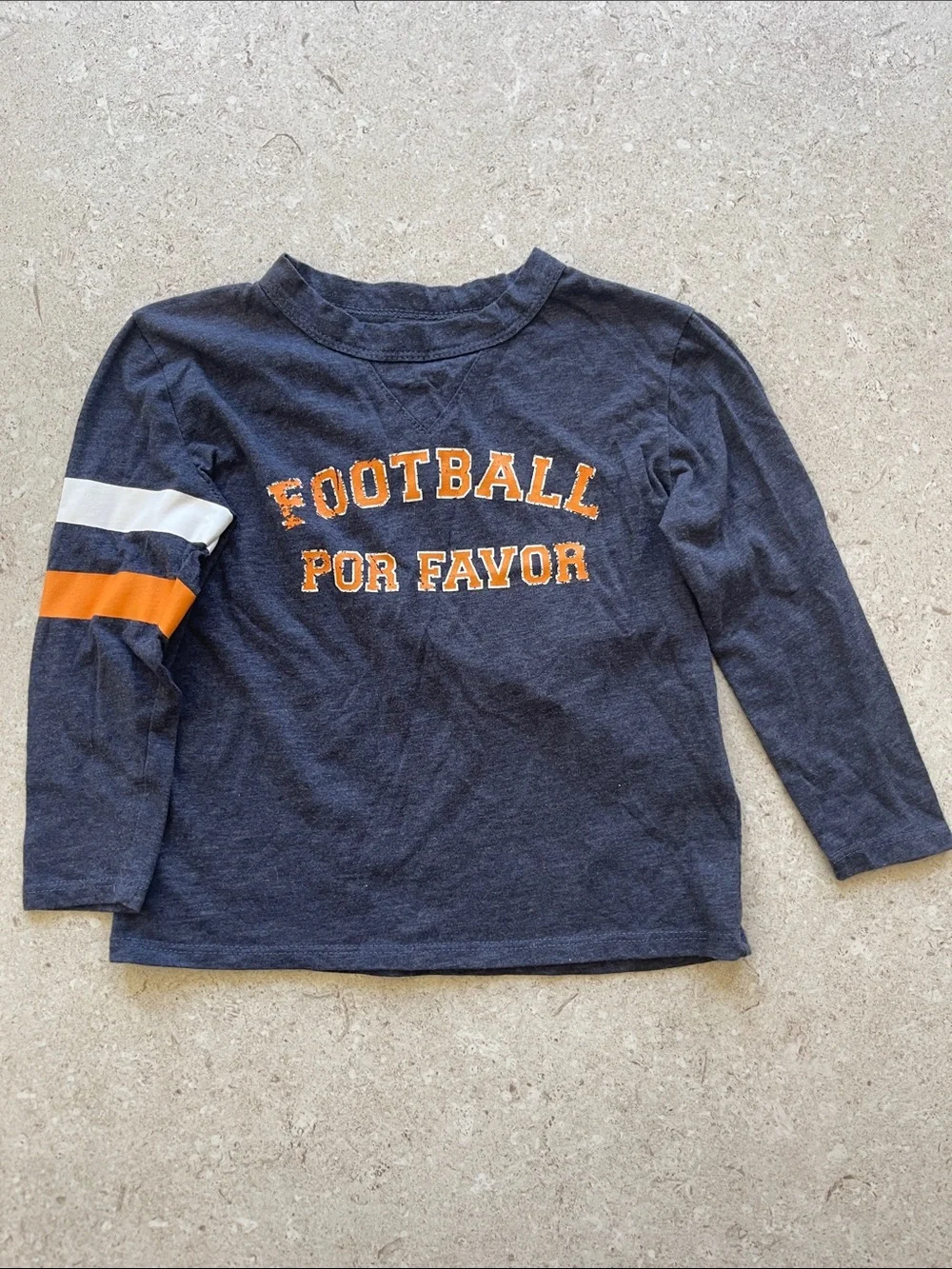 Chaser Navy Long-Sleeve Tee with Orange & White Sleeve Stripes